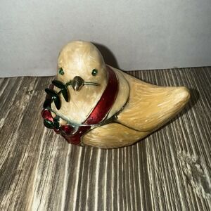 Bombay Christmas Turtle Dove Enamel Tea-light Candle Holder Or Trinket Box #630